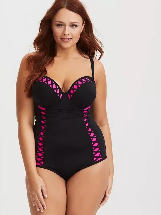 torrid Other - NWT Torrid Black One-Piece Swimsuit with Hot Pink Accents